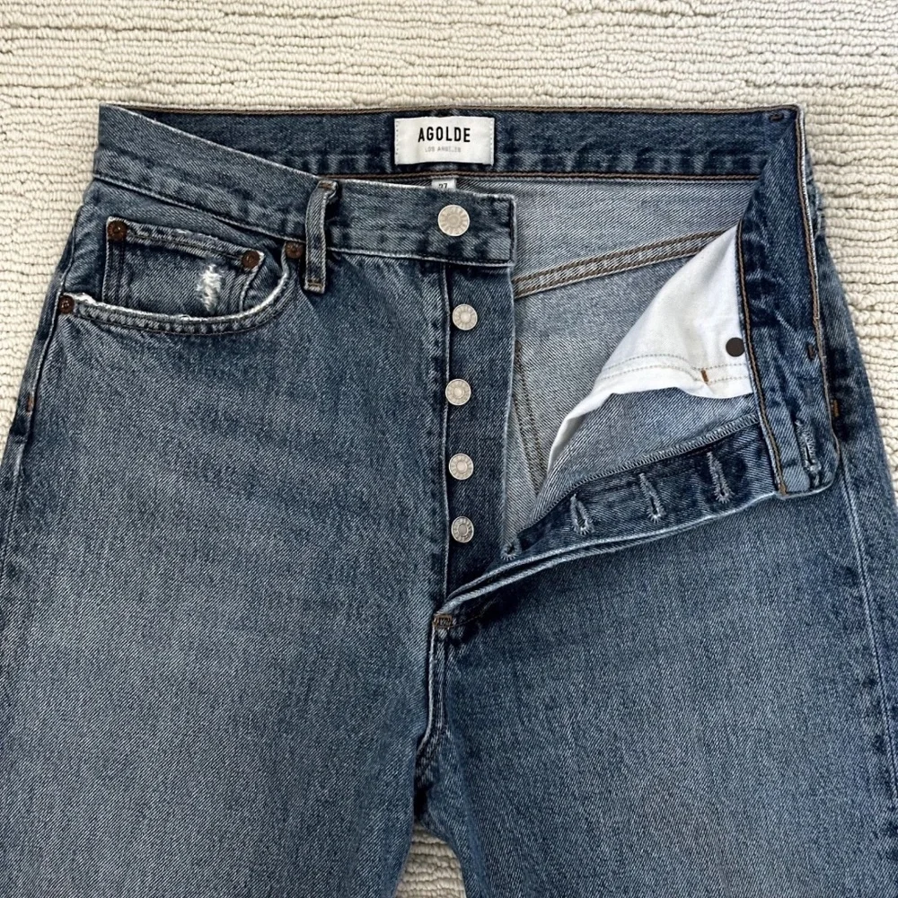 AGOLDE | ‘90s Distressed Mid-Rise Straight Leg Jeans Loose Fit | 27 | Blue